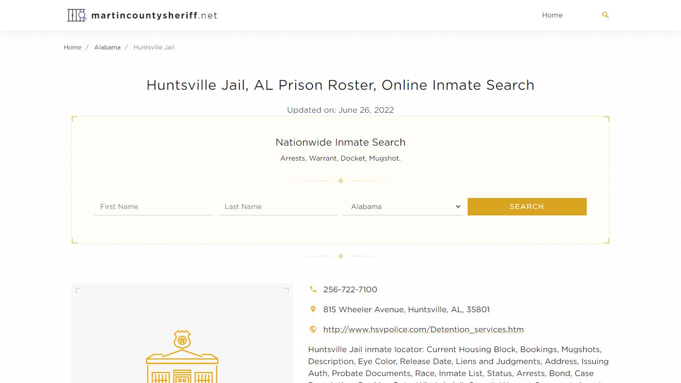 Huntsville Jail, AL Prison Roster, Online Inmate Search ...